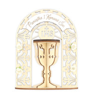 Dekoracja S sklejka Kielich Kwiaty Komunia Kartki z Kotkiem